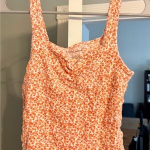 American Eagle Orange Floral Tank Top